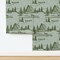 Vintage Retro Cabin Lake House Rustic Toile A Frame Summer Home Lodge Moody Camp Trees Canoe Outdoors Nature Large Scale Monochrome Custom Removable Wallpaper by Spoonflower Peel & Stick Wallpaper 2FT Wide